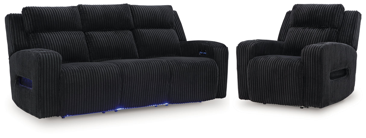 Forest Lake Black Power Reclining Sofa and Power Recliner from Ashley Furniture - Luna Furniture