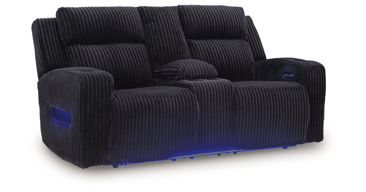 Forest Lake Black Power Reclining Loveseat with Console from Ashley - Luna Furniture