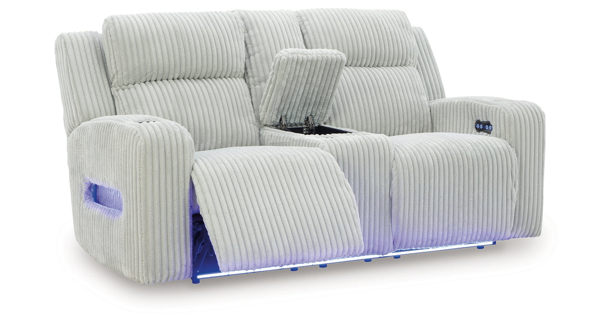 Forest Lake Alloy Power Reclining Loveseat with Console from Ashley - Luna Furniture