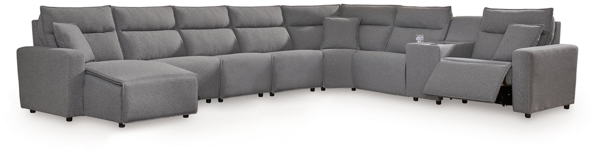 Modmax II Salt and Pepper Salt and Pepper 8-Piece Power Reclining Sectional with Console from Ashley - Luna Furniture
