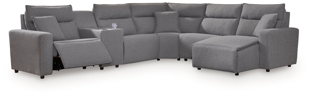 Modmax II Salt and Pepper 6-Piece Power Reclining Sectional with Chaise from Ashley Furniture - Luna Furniture