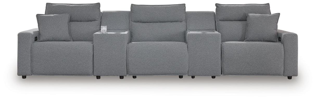 Modmax Salt and Pepper 5-Piece Reclining Sectional with Consoles from Ashley - Luna Furniture