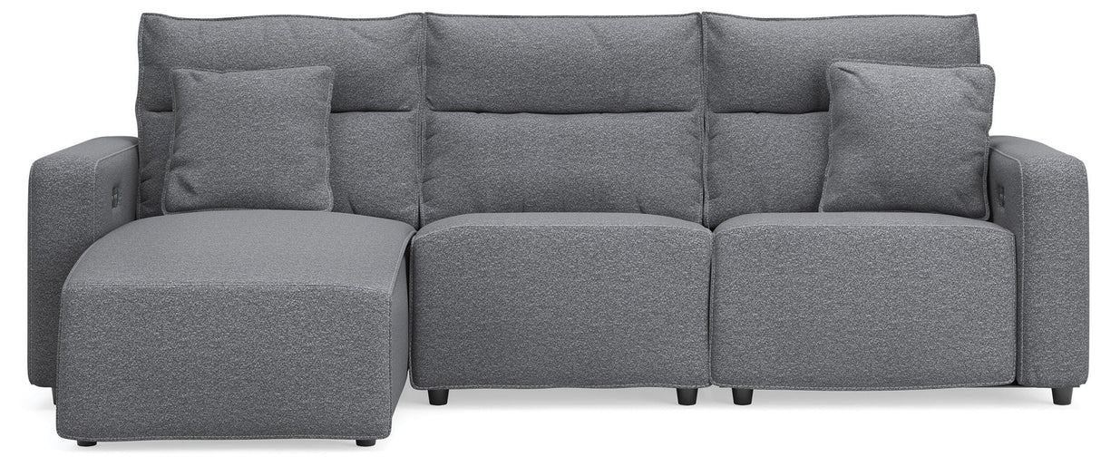 Modmax Salt and Pepper 3-Piece Reclining Sofa Chaise from Ashley - Luna Furniture