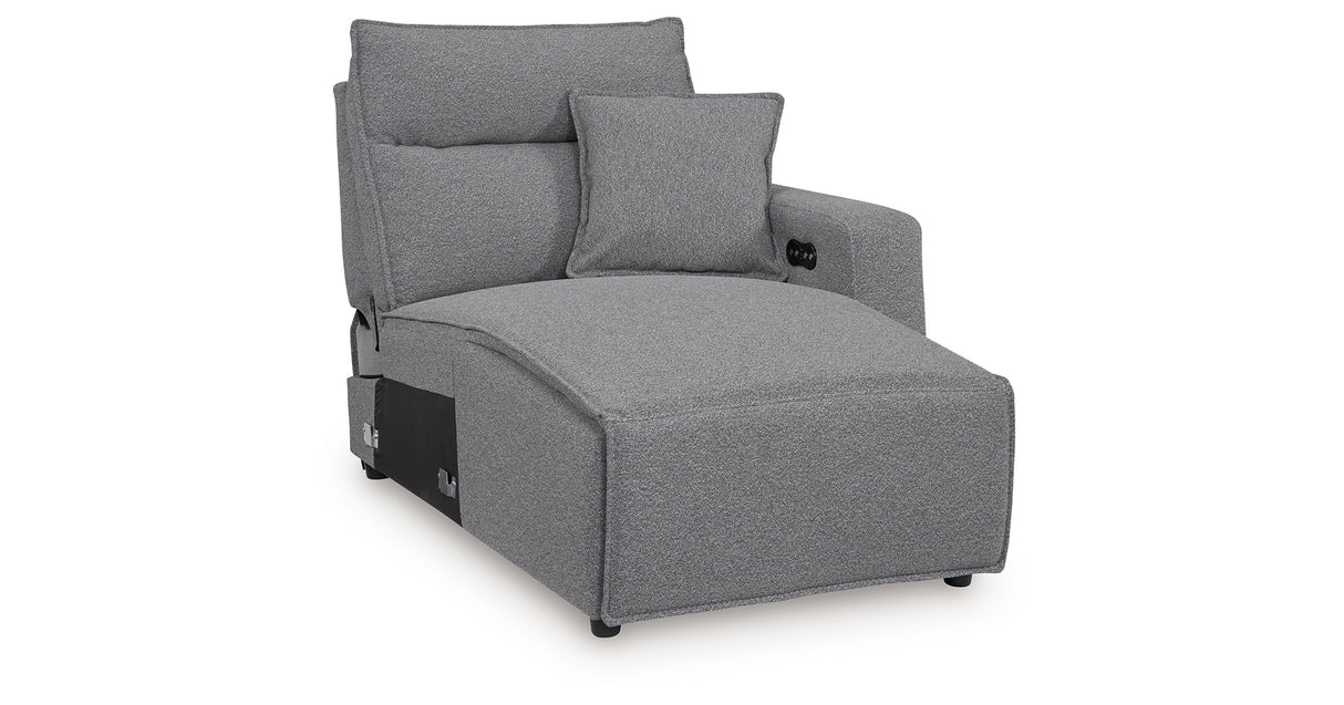 Modmax II Salt and Pepper Right-Arm Facing Press Back Power Chaise from Ashley - Luna Furniture