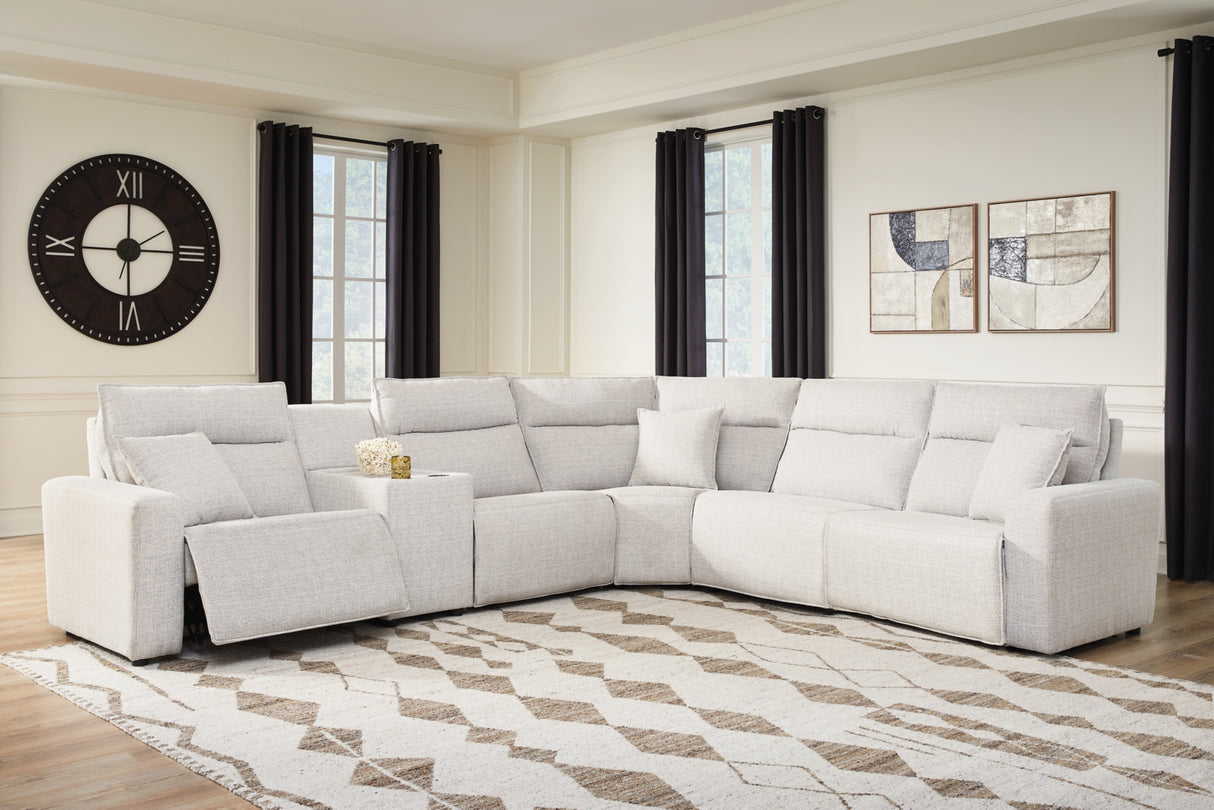 ModMax II Stone 6-Piece Power Reclining Sectional with Console from Ashley - Luna Furniture