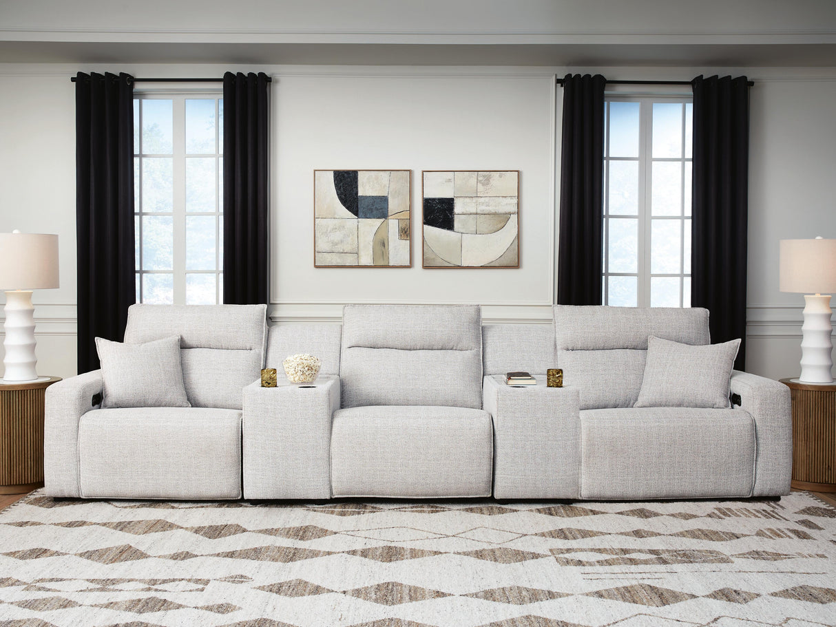 ModMax II Stone 5-Piece Power Reclining Sectional with Consoles from Ashley - Luna Furniture