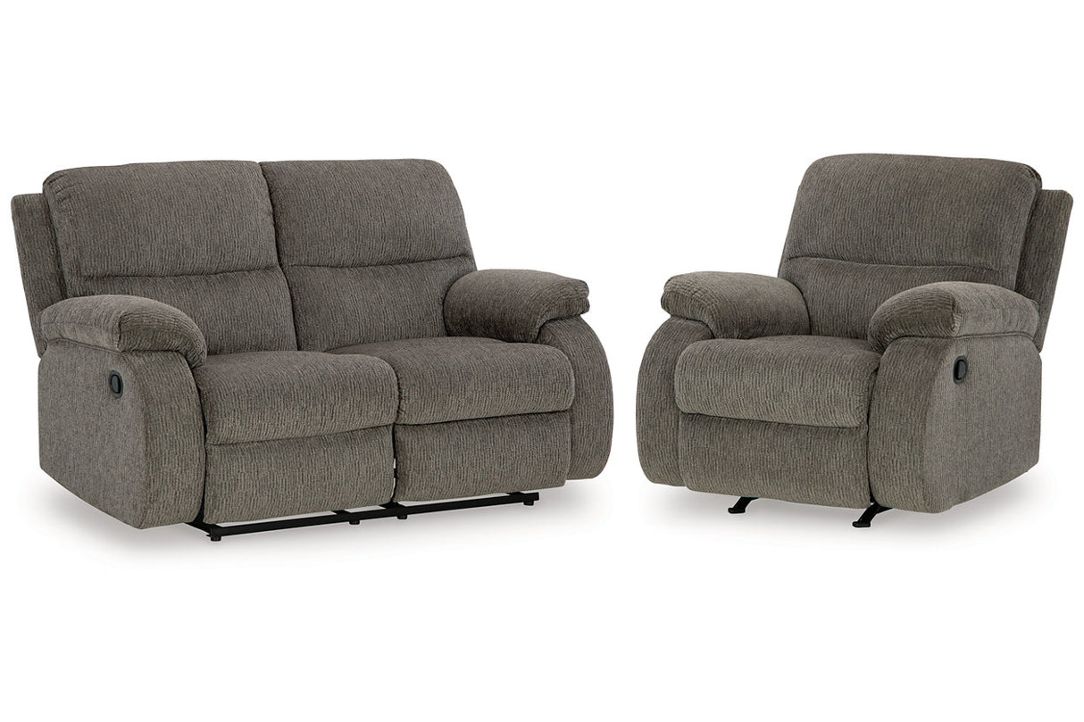 Scranto Brindle Reclining Loveseat and Recliner from Ashley - Luna Furniture