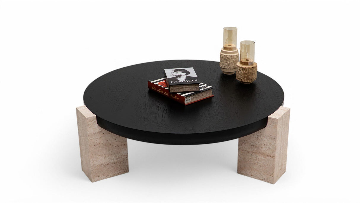 Sini Black Travertine 2-Piece Coffee Table Set from Nova Furniture - Luna Furniture