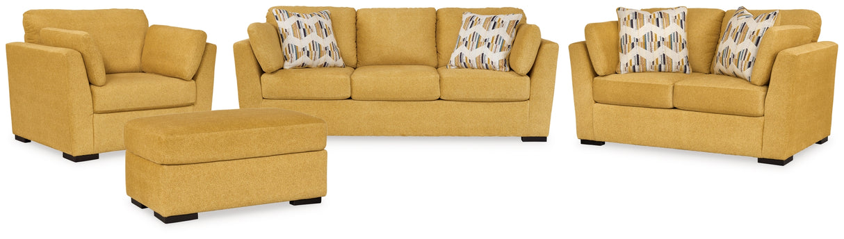 Keerwick Sofa, Loveseat, Chair and Ottoman in Sunflower from Ashley Furniture - Luna Furniture