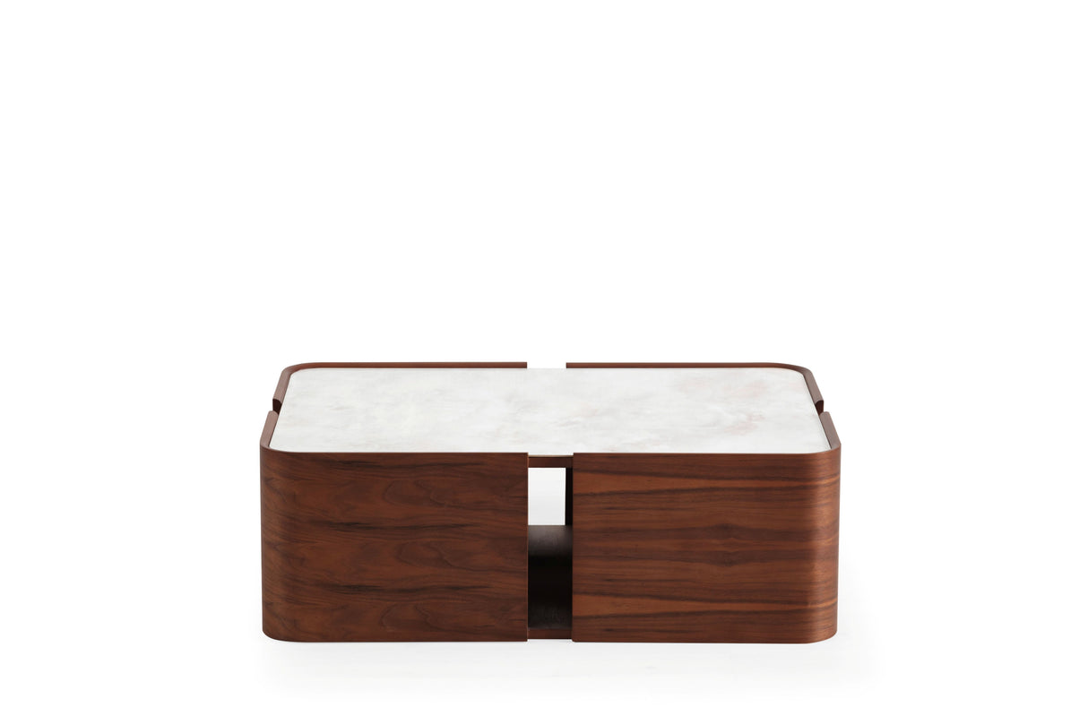 Galli Walnut Marble-Look Top Coffee Table from Nova Furniture - Luna Furniture