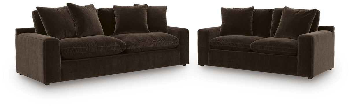 Maxton Heights Bittersweet Sofa and Loveseat