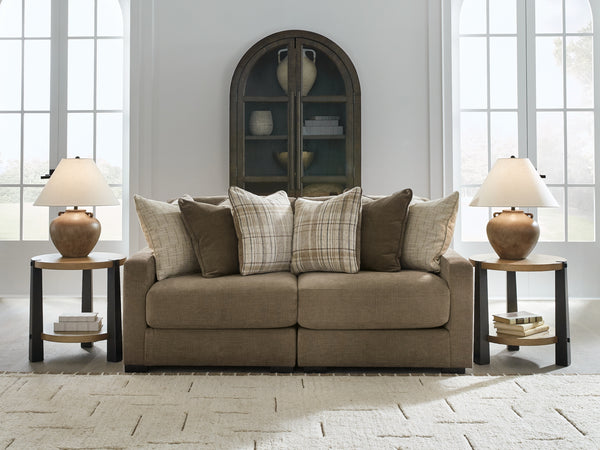 Camellia-Court Coffee 2-Piece Sectional Loveseat