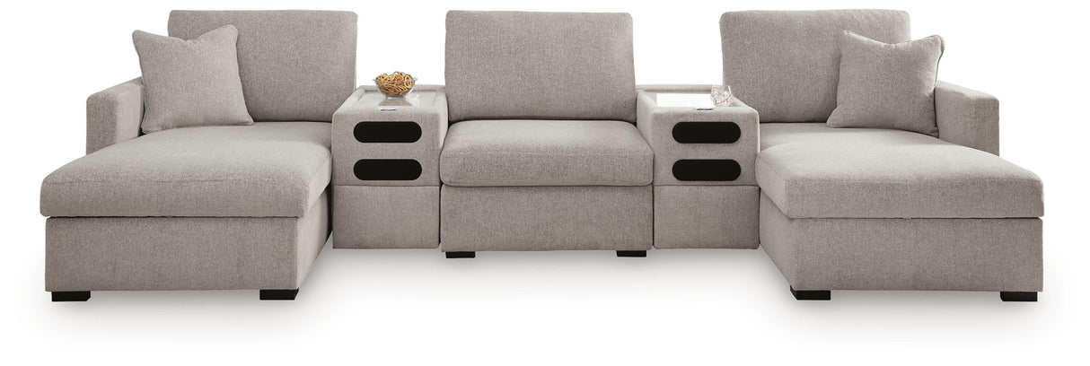ModMax Luxe Flint 5-Piece Double Chaise Sectional with Audio Consoles from Ashley - Luna Furniture