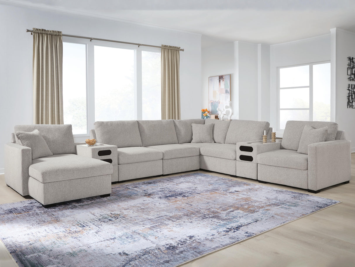 ModMax Luxe Flint 8-Piece Sectional with Chaise and Audio Consoles from Ashley - Luna Furniture
