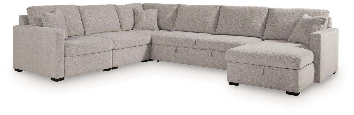 ModMax Luxe Flint 5-Piece Sectional with Storage Chaise and Pop Up Sleeper from Ashley - Luna Furniture
