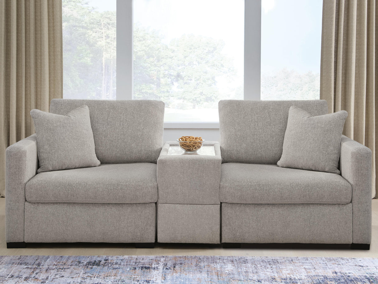 ModMax Luxe 3-Piece Sectional Sofa with Storage Console and Oversized Accent Ottoman in Flint from Ashley - Luna Furniture