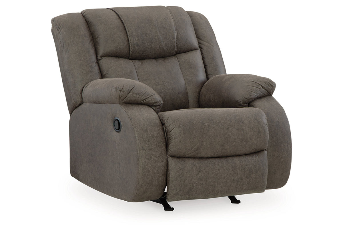 First Base Gunmetal Reclining Sofa, Loveseat and Recliner from Ashley - Luna Furniture