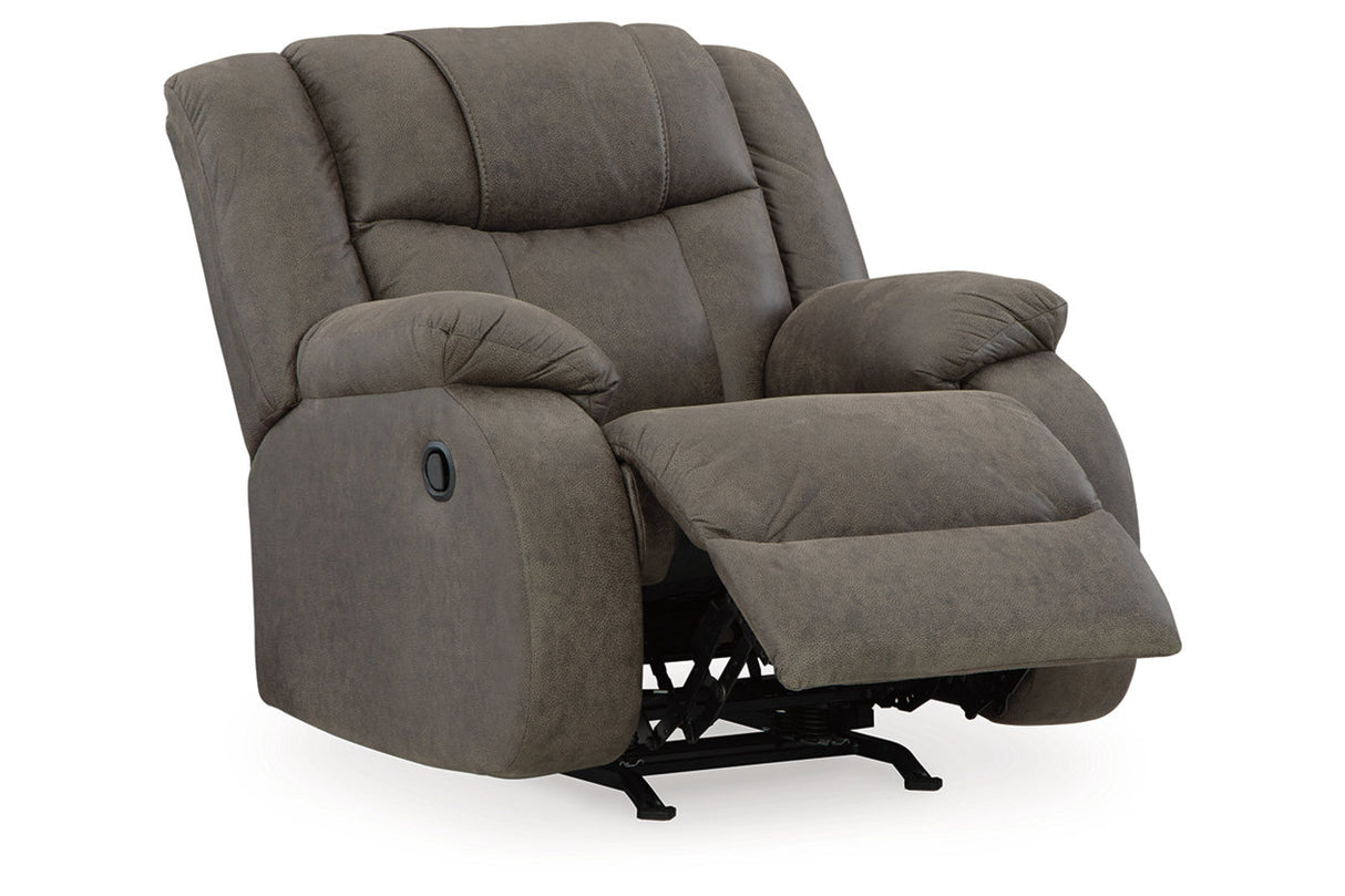 First Base Gunmetal Reclining Sofa, Loveseat and Recliner from Ashley - Luna Furniture
