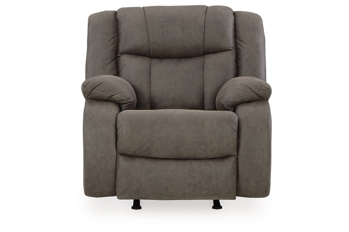 First Base Gunmetal Reclining Sofa, Loveseat and Recliner from Ashley - Luna Furniture