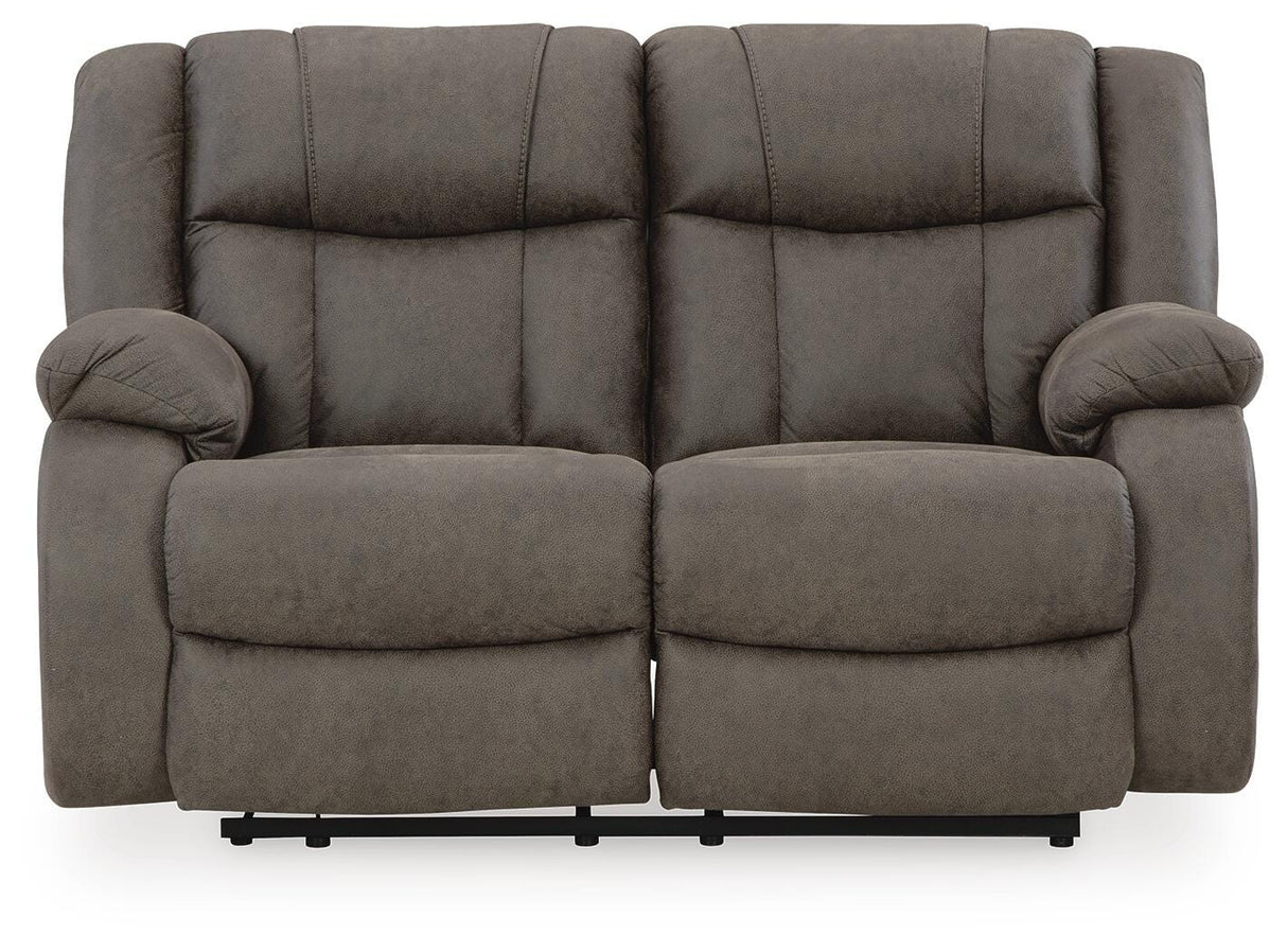 First Base Gunmetal Reclining Sofa, Loveseat and Recliner from Ashley Furniture - Luna Furniture