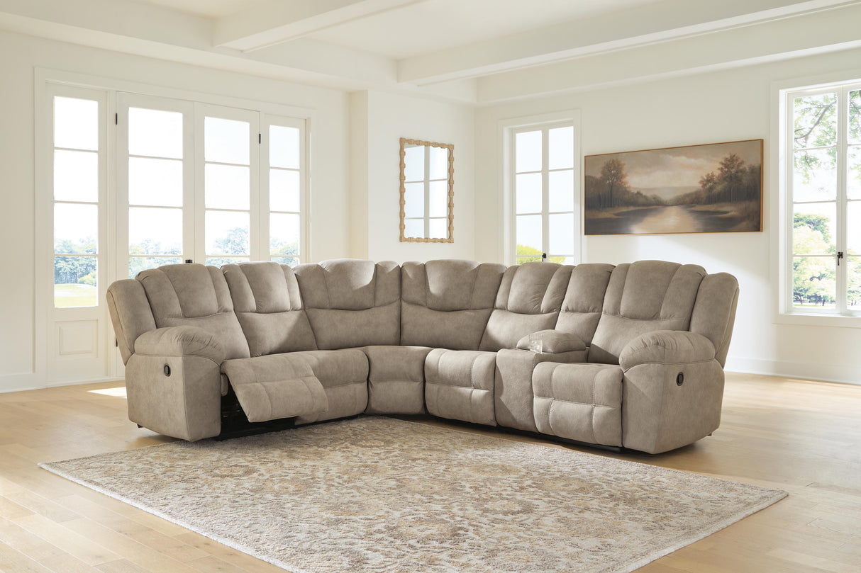Pearce-Pike Birch 3-Piece Reclining Sectional with Console from Ashley - Luna Furniture