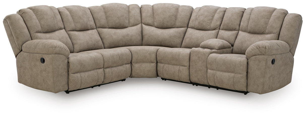 Pearce-Pike Birch 3-Piece Reclining Sectional with Console from Ashley - Luna Furniture