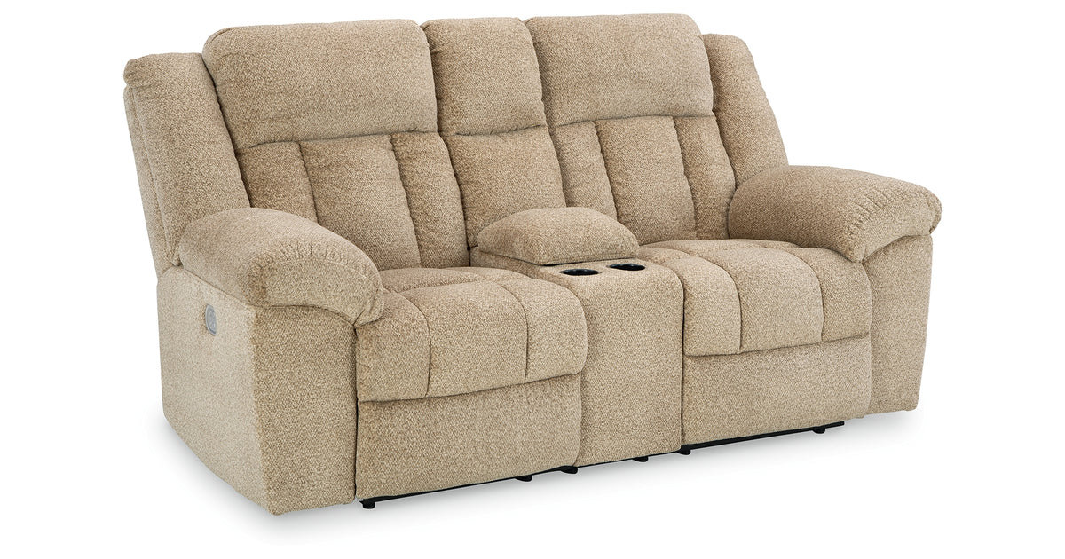 Tip-Off Wheat Power Reclining Loveseat from Ashley - Luna Furniture