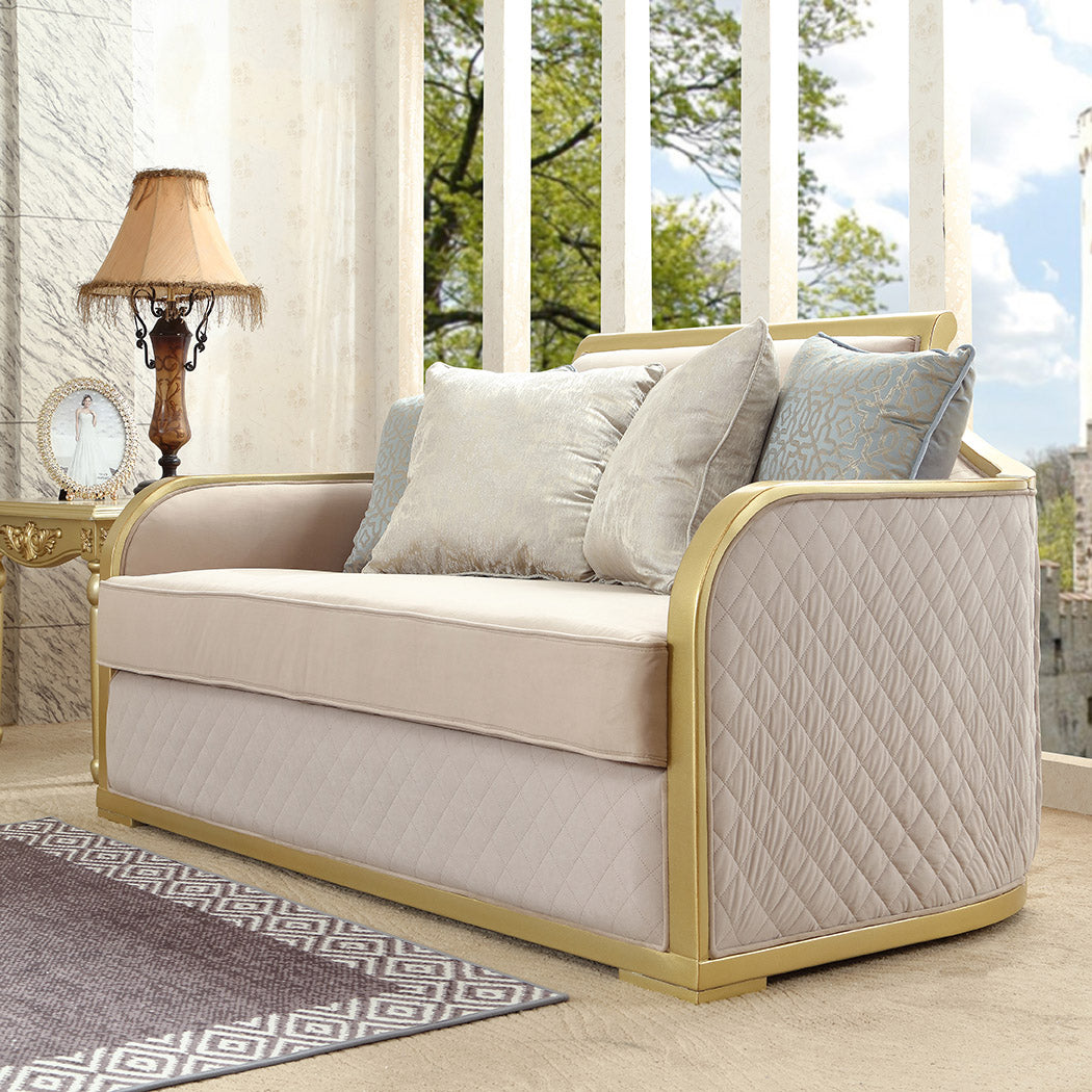 HD-699 Metallic Gold Loveseat from Homey Design - Luna Furniture