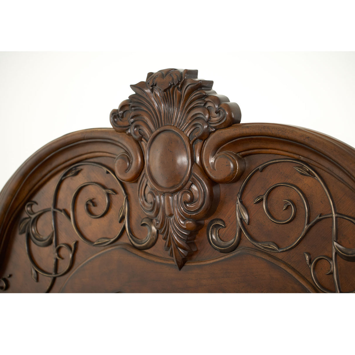 Windsor Court Vintage Fruitwood Queen Mansion Bed from Michael Amini - Luna Furniture