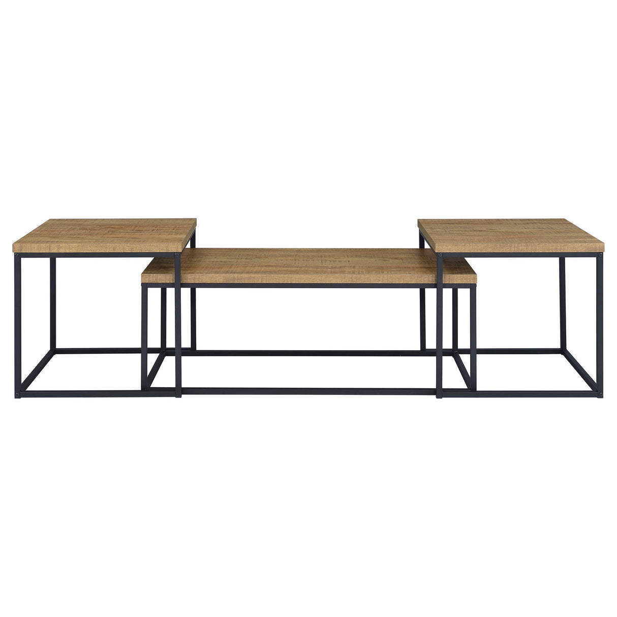 Straden Mango/Black 3-piece Engineered Wood Coffee Table Set from Coaster - Luna Furniture