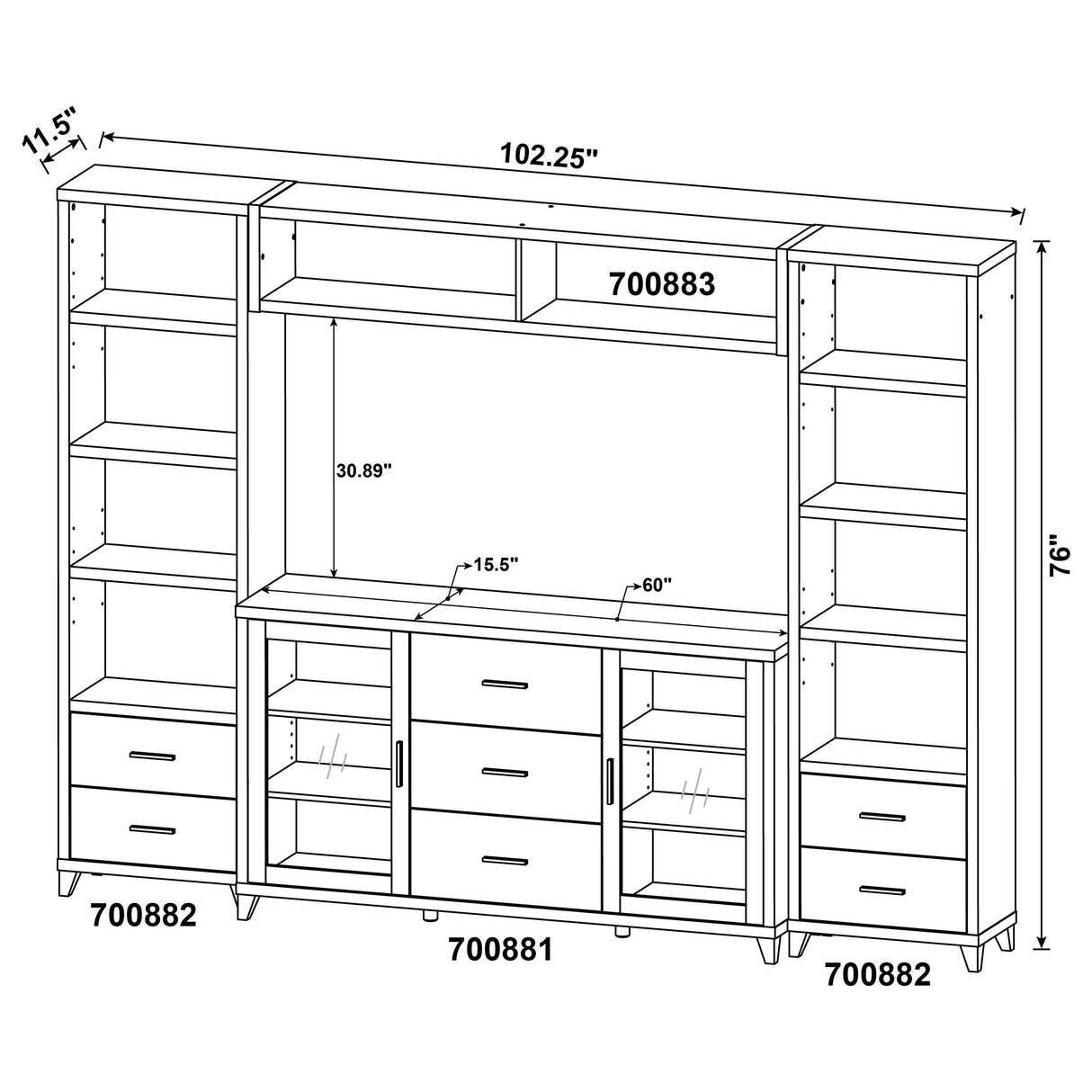 Lewes Cappuccino 4-Piece Entertainment Center from Coaster - Luna Furniture