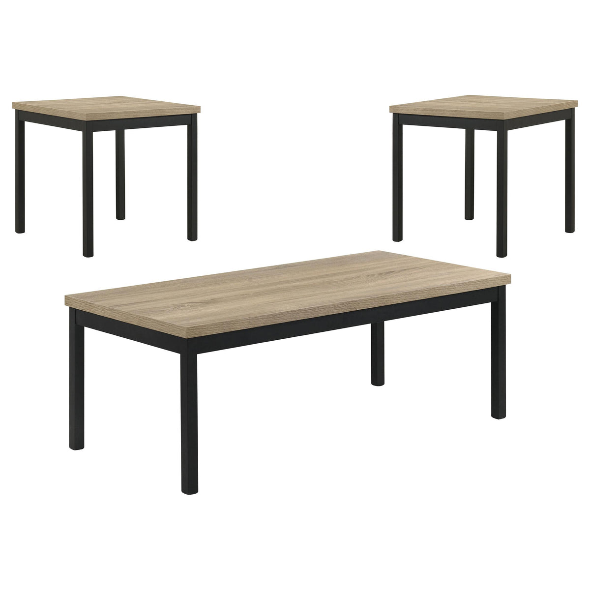 Garza Greige Oak 3-Piece Rectangular Coffee Table Set from Coaster - Luna Furniture