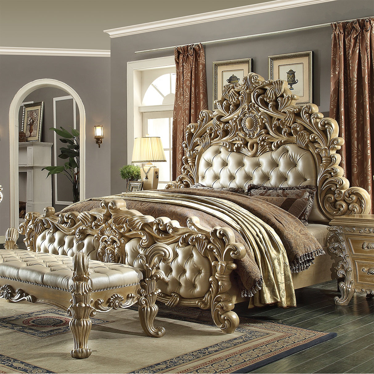 HD-7012 Pickle Frost/Antique Silver 5-Piece Bedroom Set (Special Order) from Homey Design - Luna Furniture