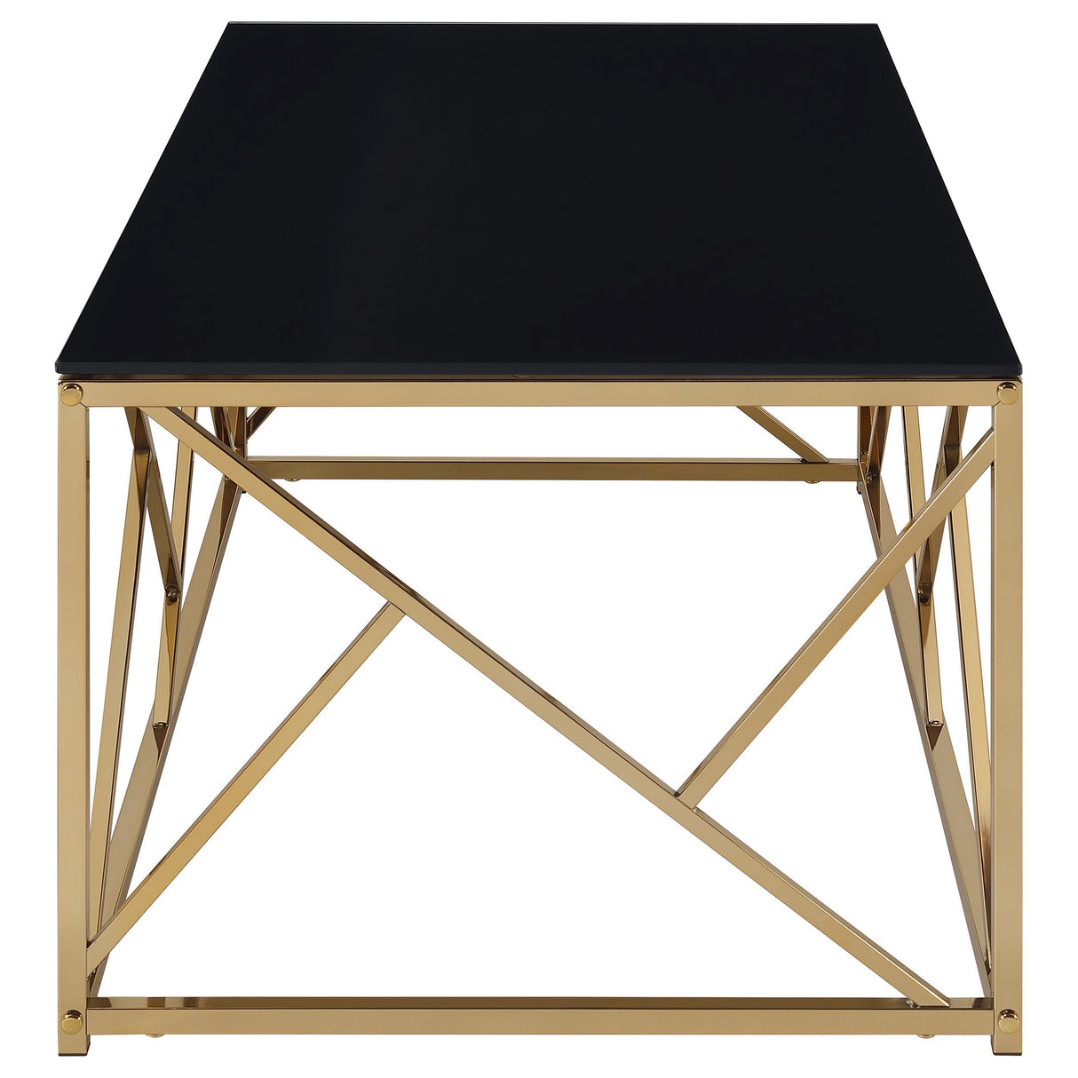 Comisso Black/Gold 3-Piece Tempered Glass Top Contemporary Coffee Table Set