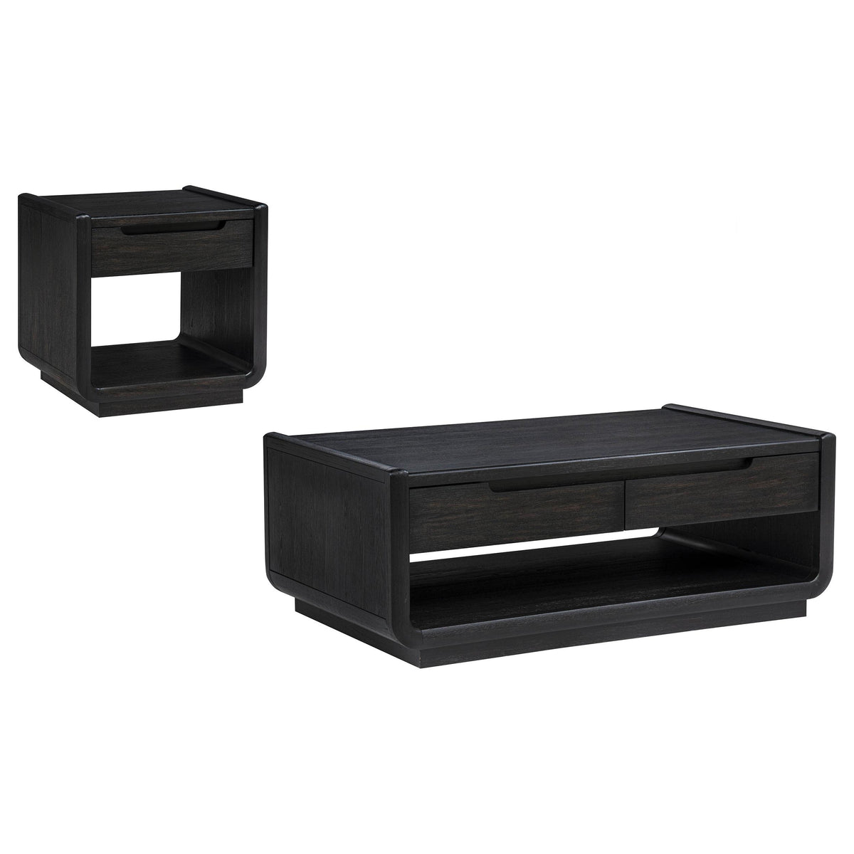 Leandro Burnished Black 2-piece Wood Coffee and End Table Set from Coaster - Luna Furniture