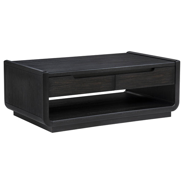 Leandro Burnished Black 2-drawer Wood Cocktail Coffee Table