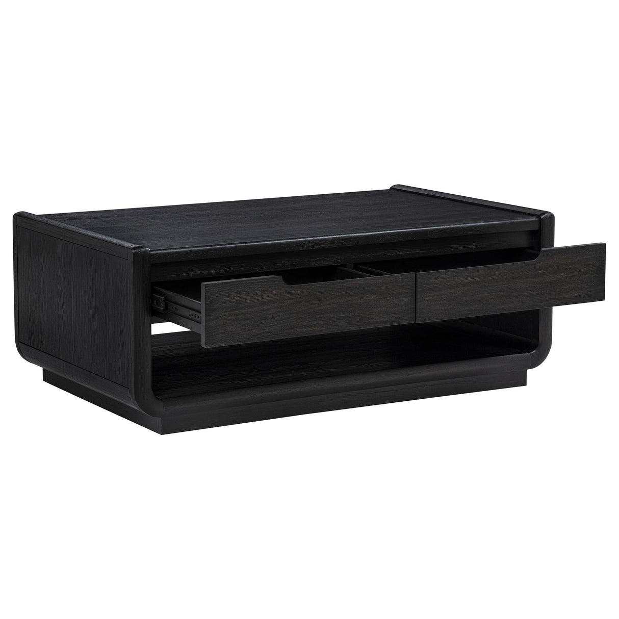 Leandro Burnished Black 2-drawer Wood Cocktail Coffee Table from Coaster - Luna Furniture