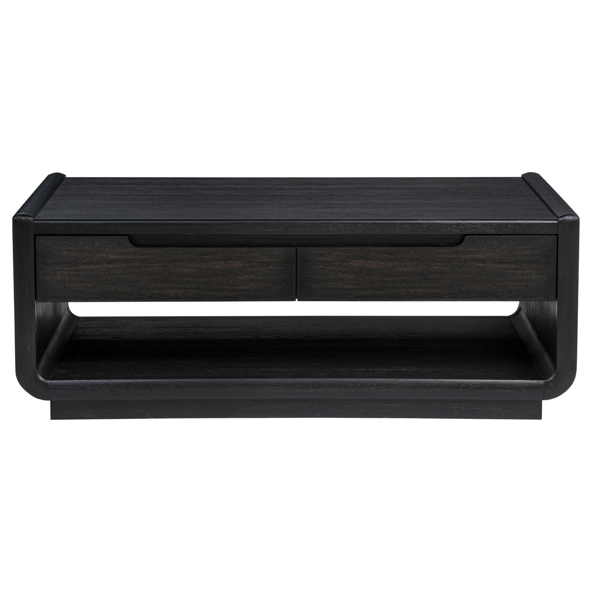 Leandro Burnished Black 2-drawer Wood Cocktail Coffee Table from Coaster - Luna Furniture