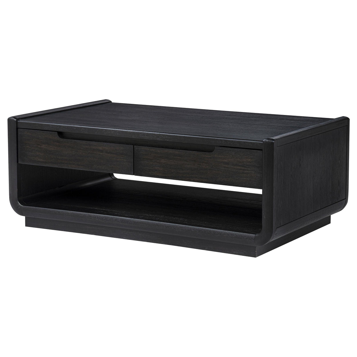 Leandro Burnished Black 2-drawer Wood Cocktail Coffee Table from Coaster - Luna Furniture