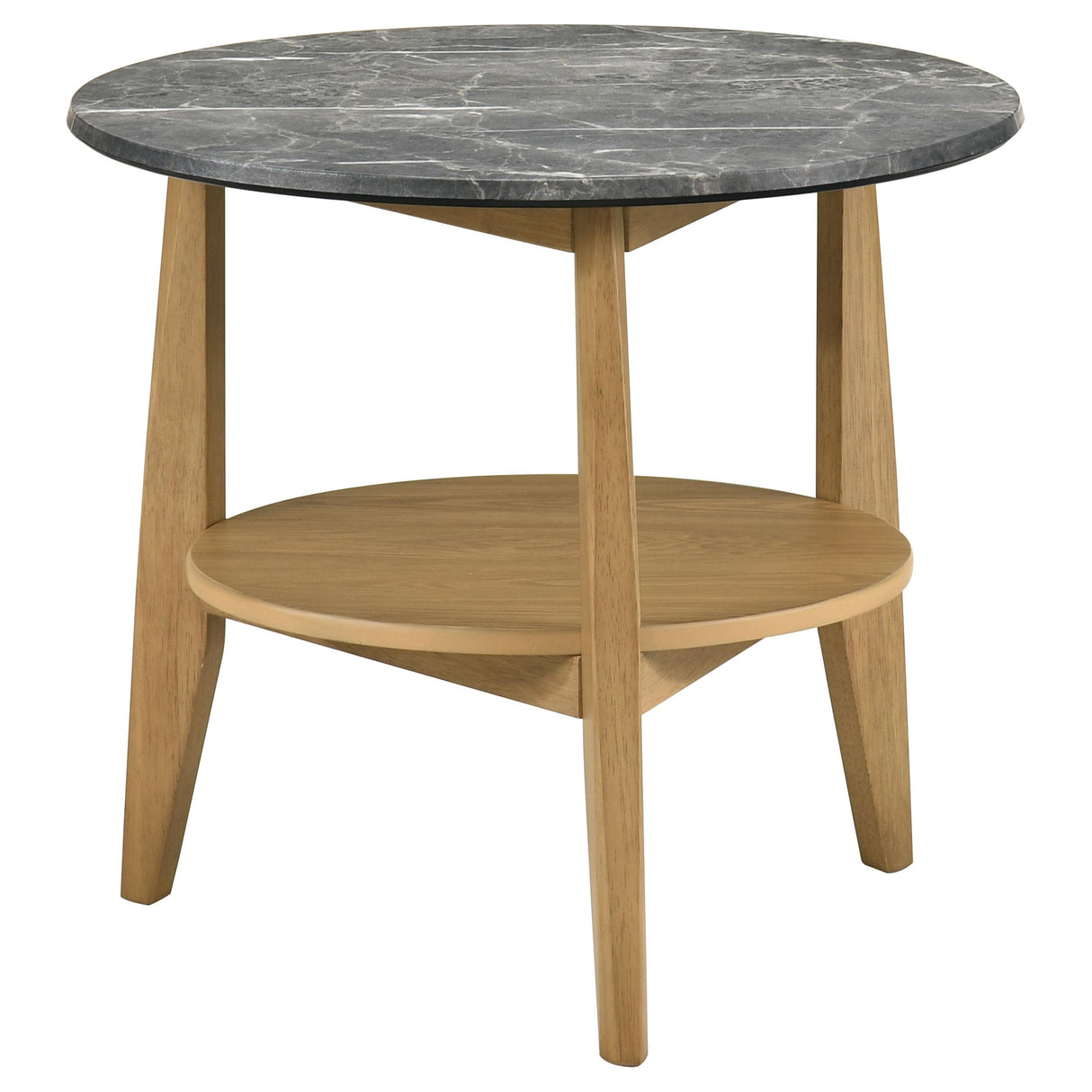 Bradley Gray and Natural Round Smart Top End Side Table from Coaster - Luna Furniture