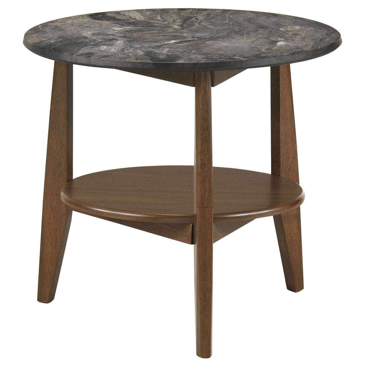 Bradley Smokey Gray and Brown Round Smart Top End Side Table from Coaster - Luna Furniture