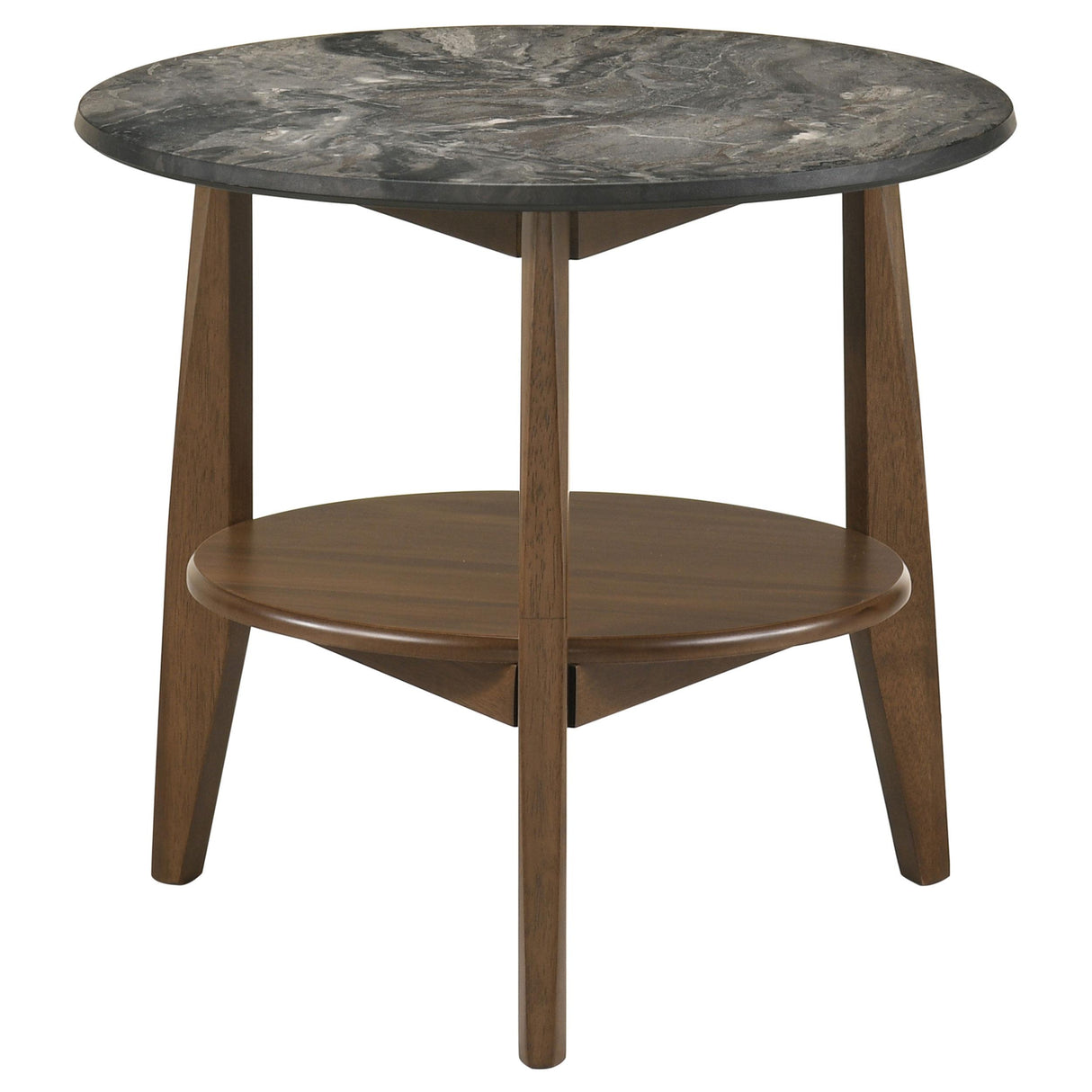 Bradley Smokey Gray and Brown Round Smart Top End Side Table from Coaster - Luna Furniture