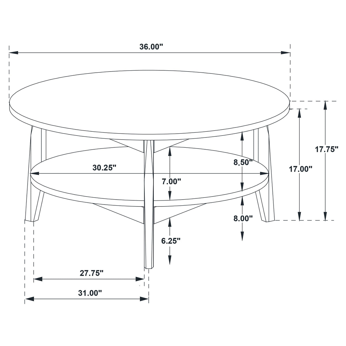 Bradley 3-Piece Round SmartTop Coffee Table Set Smokey Grey and Brown from Coaster - Luna Furniture