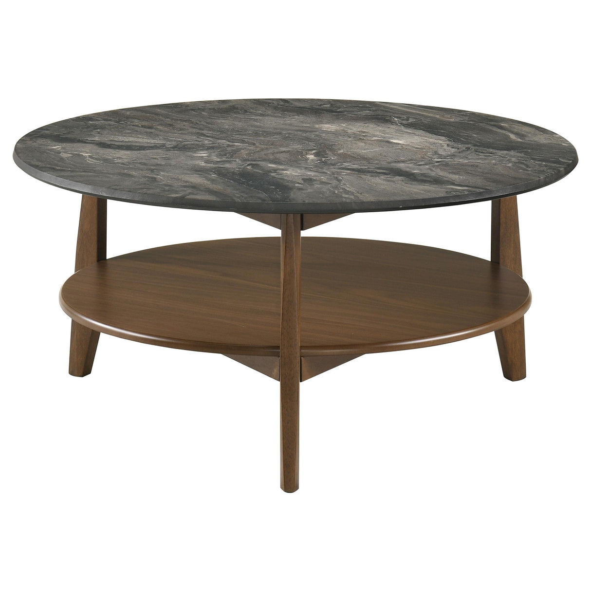Bradley Smokey Gray and Brown Round Smart Top Cocktail Coffee Table from Coaster - Luna Furniture