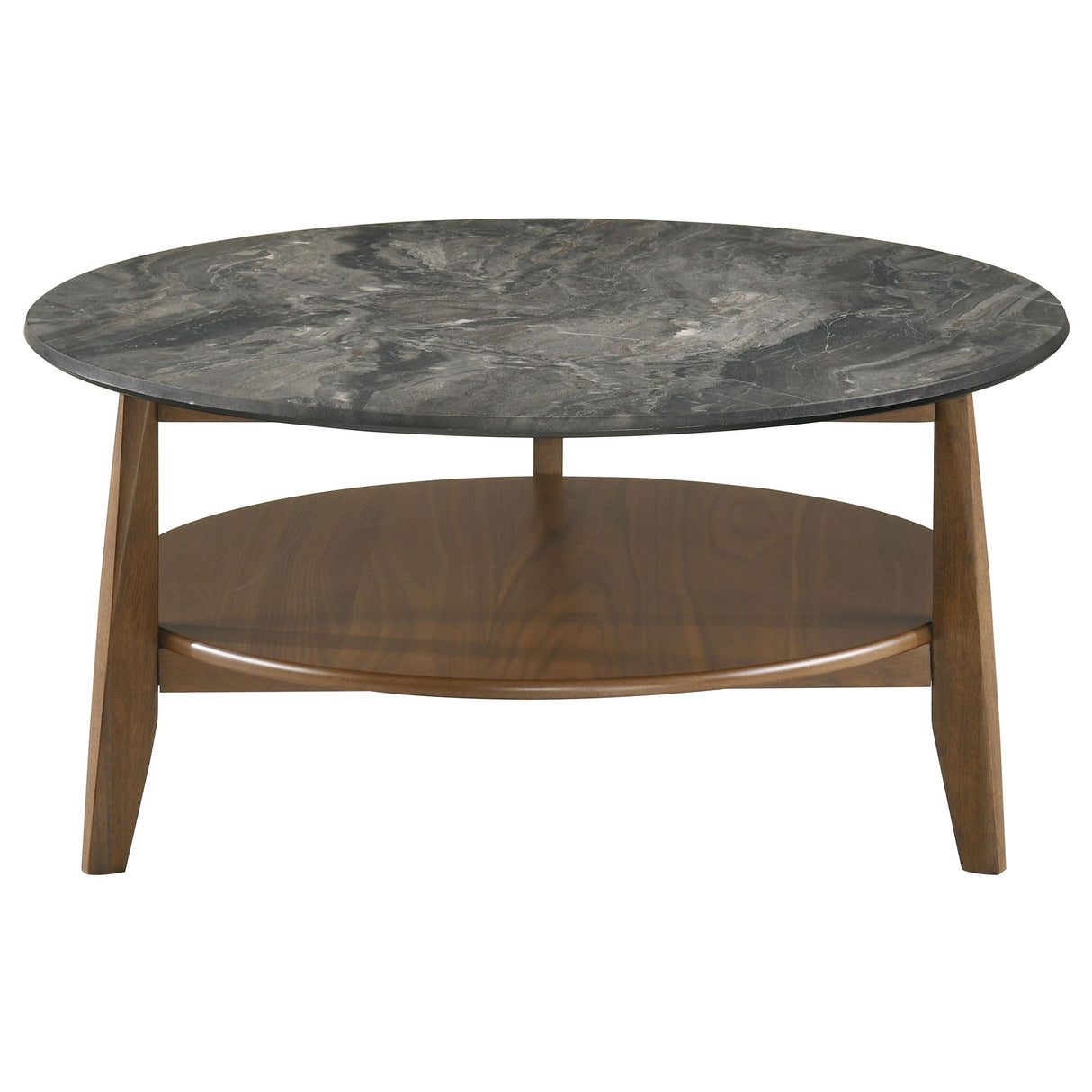 Bradley Smokey Gray and Brown Round Smart Top Cocktail Coffee Table from Coaster - Luna Furniture
