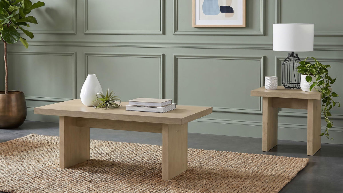 Decker Natural Oak 2-piece Coffee and End Table Set from Coaster - Luna Furniture