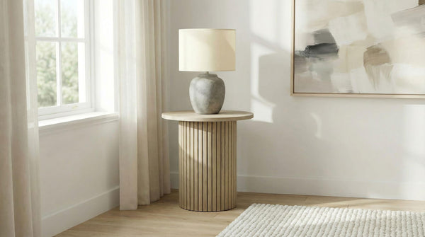 Hamlyn Natural Oak Round Fluted Occasional Side End Table