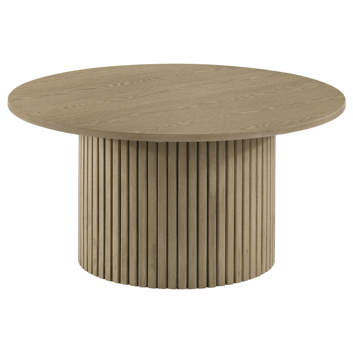 Hamlyn Natural Oak 2-Piece Round Fluted Coffee and End Table Set from Coaster - Luna Furniture