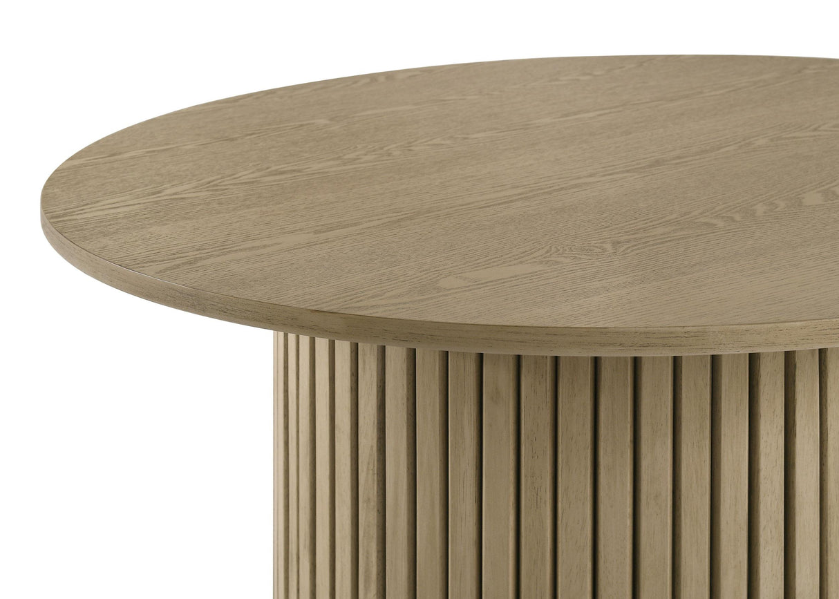 Hamlyn Natural Oak 2-Piece Round Fluted Coffee and End Table Set from Coaster - Luna Furniture