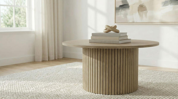 Hamlyn Natural Oak Round Fluted Occasional Cocktail Coffee Table